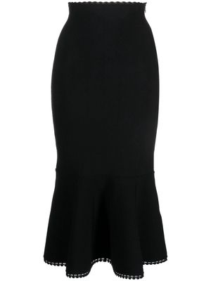 Victoria Beckham body scallop flared midi skirt - Black