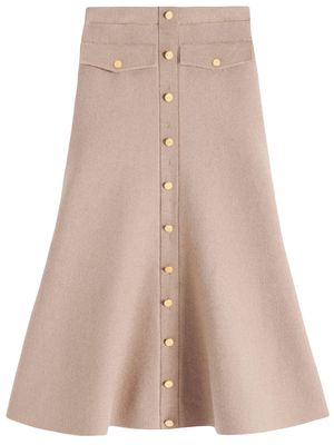 Victoria Beckham button-detail merino midi skirt - Neutrals