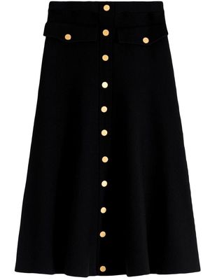 Victoria Beckham button-detail merino wool midi skirt - Black