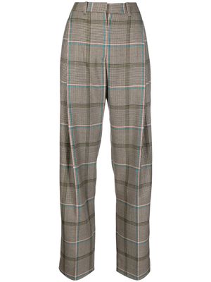 Victoria Beckham checked pleat trousers - Brown