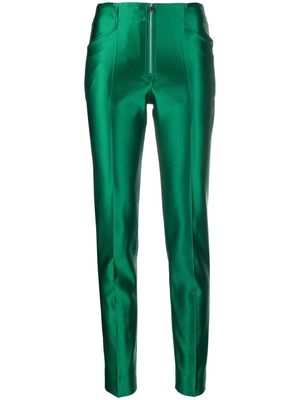 Victoria Beckham coated-finish skinny trousers - Green