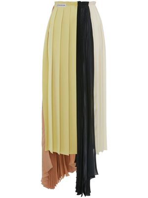 Victoria Beckham colour-block pleated asymmetric skirt - Yellow