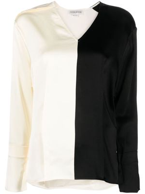 Victoria Beckham colour-block V-neck blouse - Black