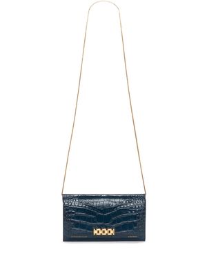 Victoria Beckham crocodile-embossed leather wallet-on-chain - Blue