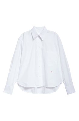 Victoria Beckham Crop Organic Cotton Poplin Button-Up Shirt in White