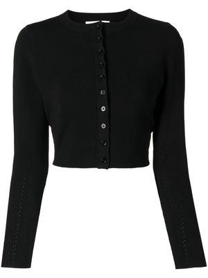 Victoria Beckham cropped pointelle-detail cardigan - Black