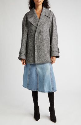 Victoria Beckham Deconstructed Cotton Denim Midi Skirt in Light /Mid Vintage Wash