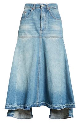 Victoria Beckham Deconstructed Cotton Denim Skirt in Vintage Wash Mid