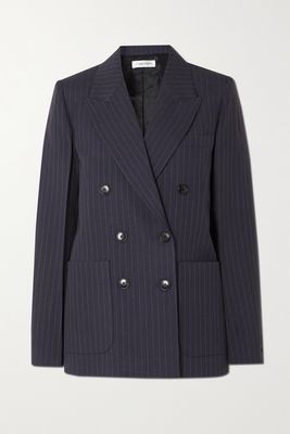 Victoria Beckham - Double-breasted Pinstriped Woven Blazer - Blue