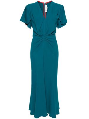 Victoria Beckham draping-detailed flared midi dress - Green