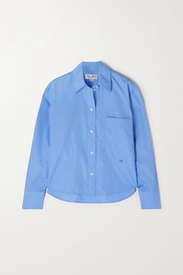 Victoria Beckham - Embroidered Cotton-poplin Shirt - Blue