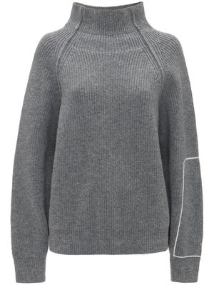 Victoria Beckham embroidered-logo high-neck jumper - Grey