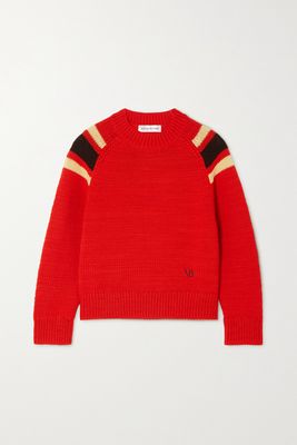 Victoria Beckham - Embroidered Striped Wool Sweater - x small