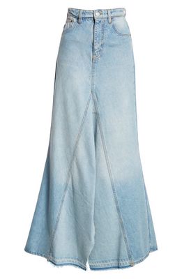 Victoria Beckham Extreme Godet Denim Skirt in Super Light Blue Wash