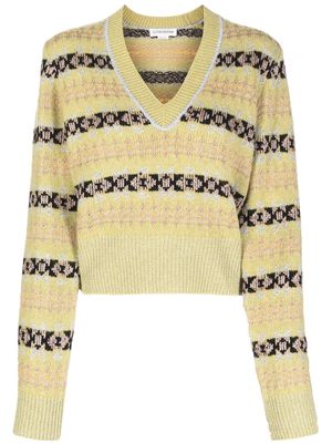 Victoria Beckham fair-isle cropped knitted jumper - Yellow