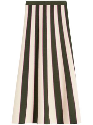 Victoria Beckham flared stripe-knit midi skirt - Neutrals