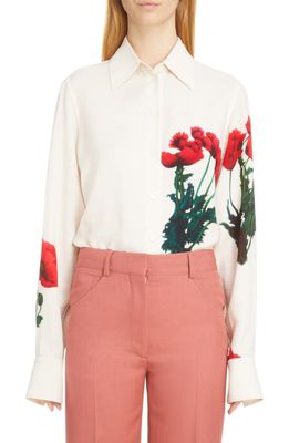 Victoria Beckham Floral Print Button-Up Shirt in Poppies-Multi