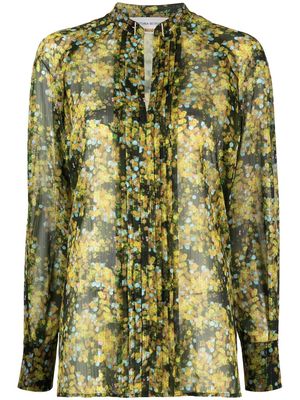Victoria Beckham floral-print long-sleeve blouse - Green