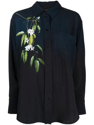 Victoria Beckham floral-print ombré pyjama shirt - Blue