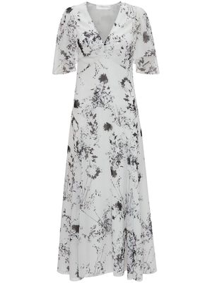 Victoria Beckham floral-print plissé dress - White