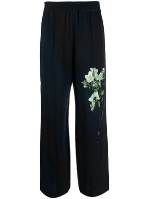 Victoria Beckham floral-print wide-leg trousers - Black