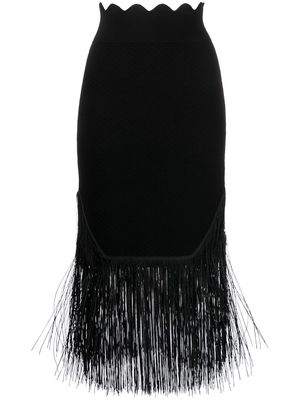 Victoria Beckham fringed crochet midi skirt - Black