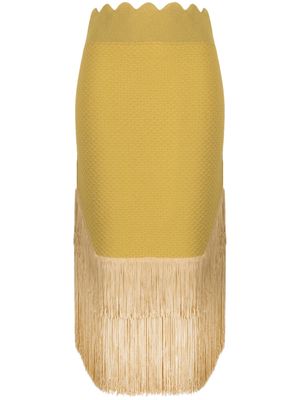 Victoria Beckham fringed crochet midi skirt - Yellow