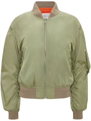 Victoria Beckham gathered-detail padded bomber jacket - Green