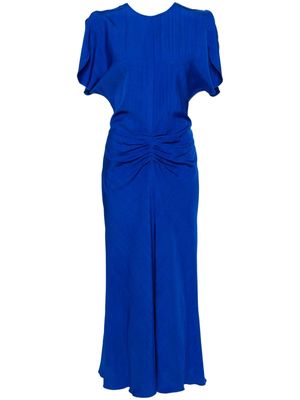 Victoria Beckham gathered-detailed textured midi dress - Blue