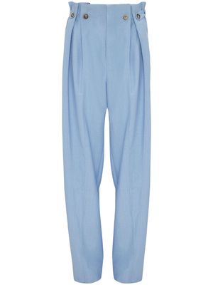 Victoria Beckham gathered-waist tapered trousers - Blue