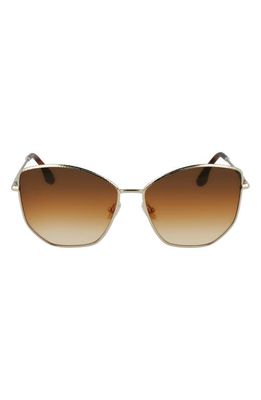 Victoria Beckham Hammered 59mm Sunglasses in Gold-Brown