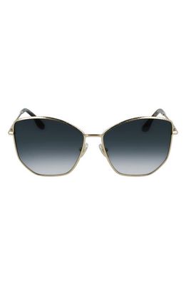 Victoria Beckham Hammered 59mm Sunglasses in Gold-Smoke