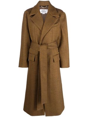 Victoria Beckham herringbone virgin wool coat - Brown