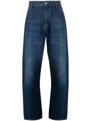Victoria Beckham high-rise logo-patch wide-leg jeans - Blue
