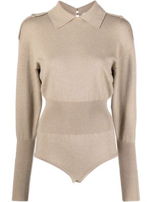 Victoria Beckham knitted classic-collar bodysuit - Neutrals