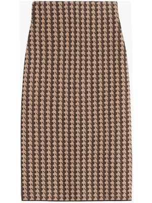Victoria Beckham knitted monogram pencil skirt - Neutrals
