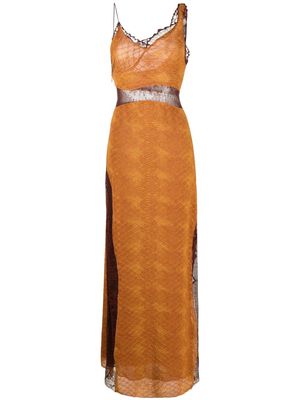 Victoria Beckham lace-trim snake-print dress - Orange