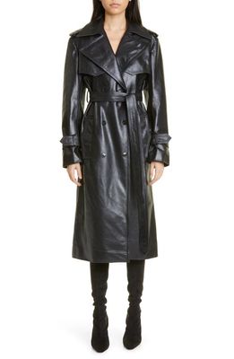 Victoria Beckham Leather Trench Coat in Black