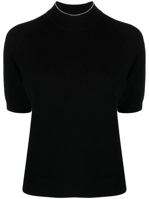 Victoria Beckham logo-embroidered cashmere jumper - Black
