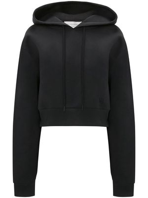 Victoria Beckham logo-embroidered cotton-blend hoodie - Black