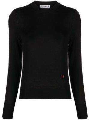 Victoria Beckham logo-embroidered merino wool jumper - Black