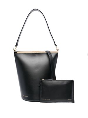 Victoria Beckham logo-print leather bucket bag - Black