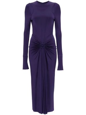 Victoria Beckham long-sleeve gathered midi dress - Purple