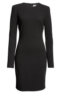 Victoria Beckham Long Sleeve Wool Blend Minidress in Black