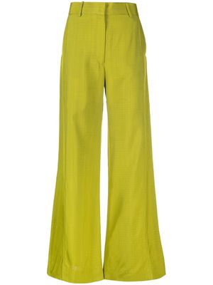 Victoria Beckham mélange-effect wide-leg trousers - Green