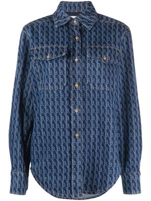 Victoria Beckham monogram-pattern denim shirt - Blue