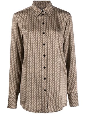Victoria Beckham monogram-print long-sleeved shirt - Neutrals