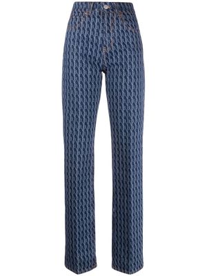 Victoria Beckham monogram straight-leg jeans - Blue