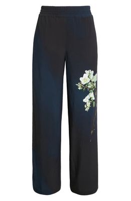 Victoria Beckham Ombré & Floral Pajama Trousers in Navy Black Ombre