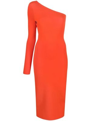 Victoria Beckham one shoulder ribbed dress - Orange